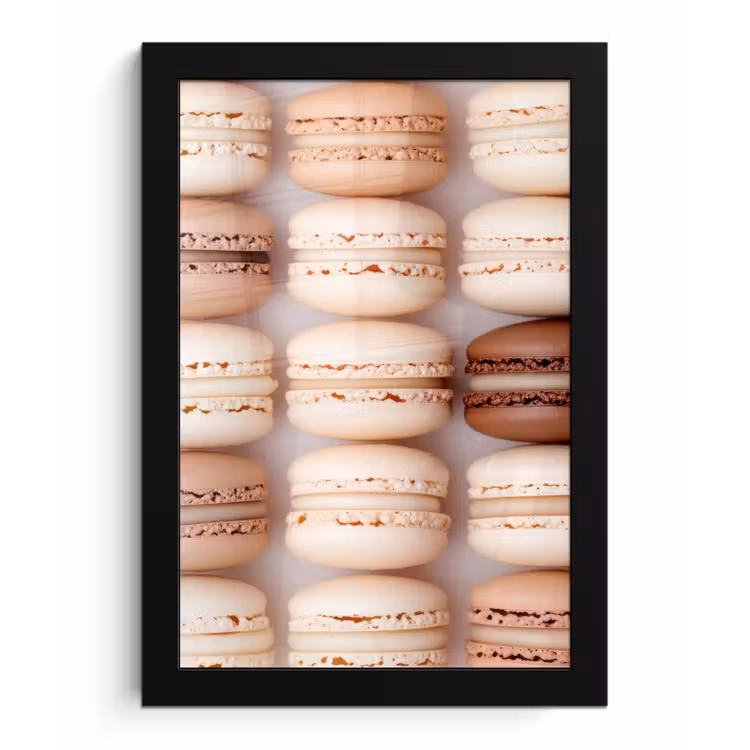 Macarons - Beige - Bruin fotolijst zwart zonder passe partout klein -3d