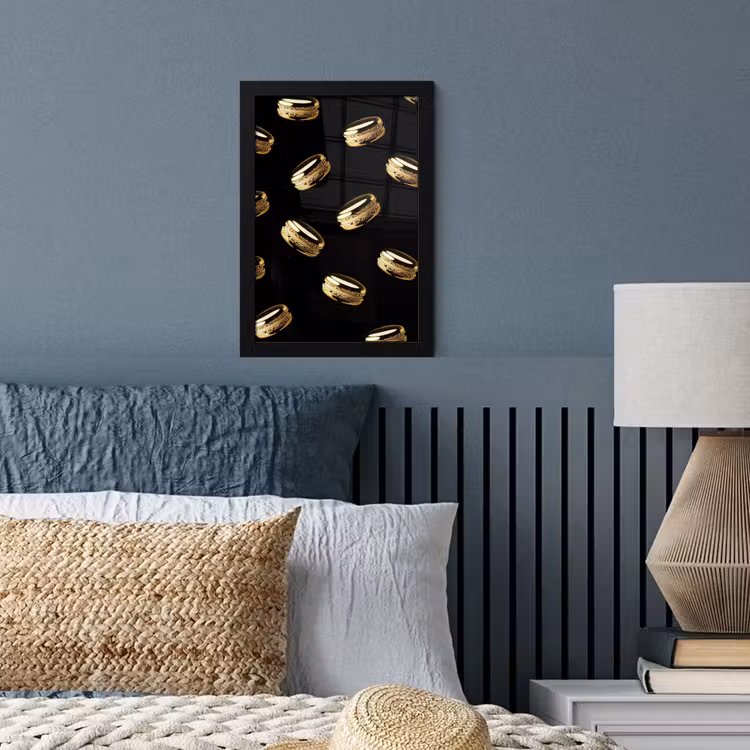 Macarons - Patroon - Goud - Zwart fotolijst zwart zonder passe partout klein -sfeer3