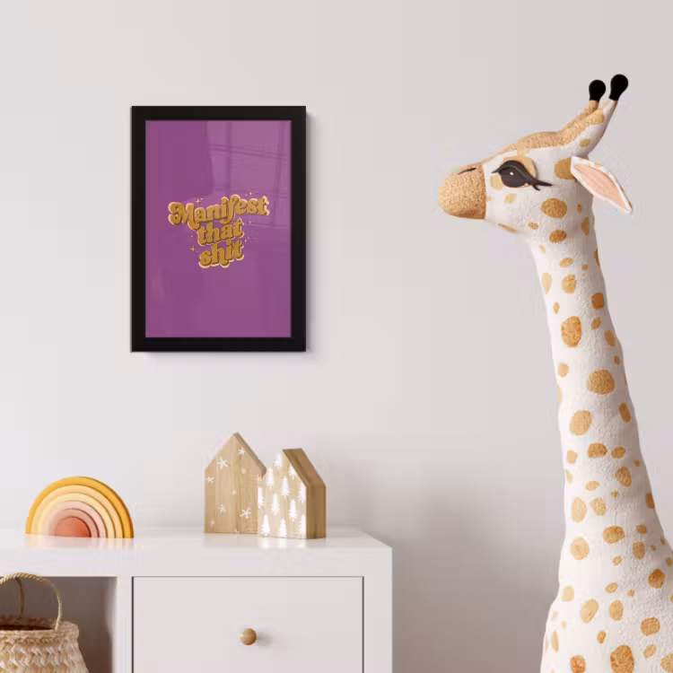 Manifest that shit - Paars - Glitter fotolijst zwart zonder passe partout klein -usfeer4_kinderkamer