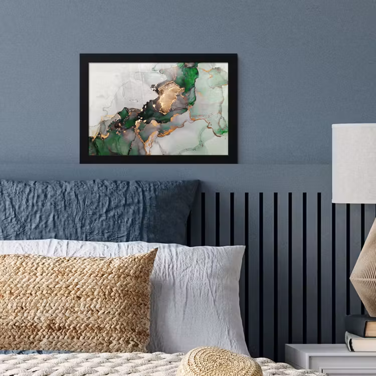 Marmer - Goud - Groen - Luxe fotolijst zwart zonder passe partout klein -sfeer3