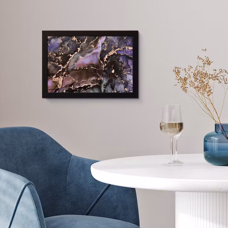 Marmer - Goud - Roze fotolijst zwart zonder passe partout klein -sfeer4