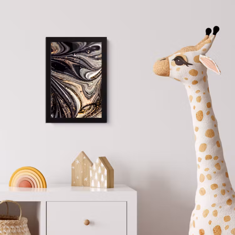 Marmerlook - Zwart - Goud - Wit - Glitter - Marmer fotolijst zwart zonder passe partout klein -usfeer4_kinderkamer