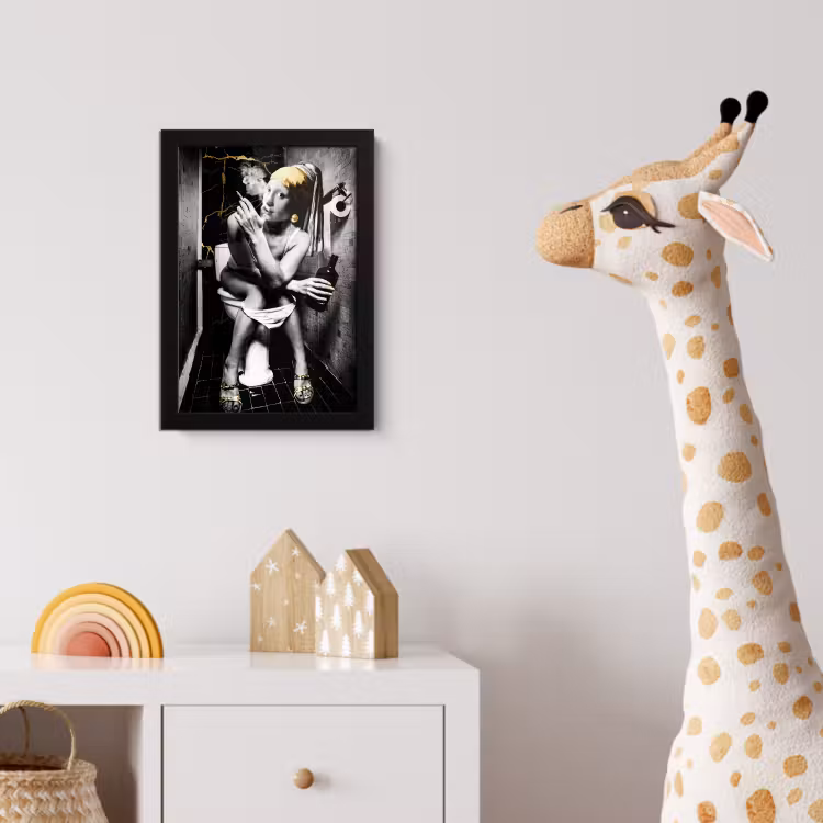 Marmerlook - Meisje met de parel - Sigaretten - Toilet - Goud - Kunst - Oude meesters fotolijst zwart zonder passe partout klein -usfeer4_kinderkamer