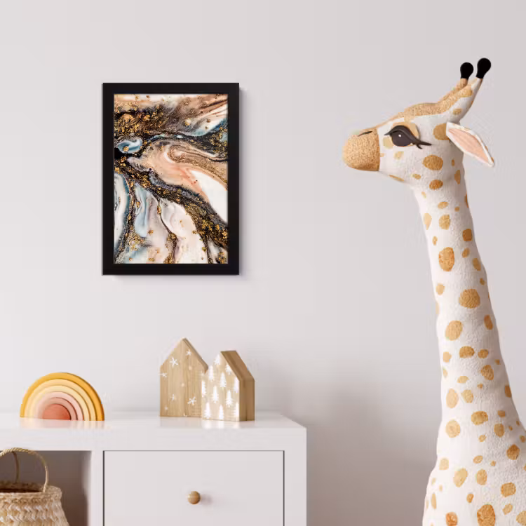 Marmerlook - Goud - Zwart - Glitter - Chic fotolijst zwart zonder passe partout klein -usfeer4_kinderkamer