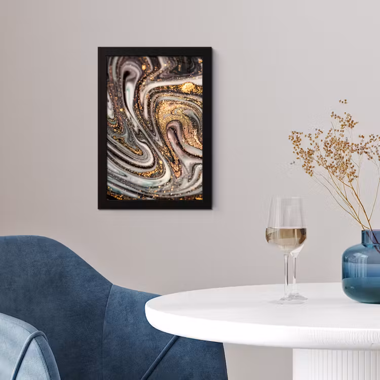 Marmerlook - Goud - Glitter - Luxe - Marmer - Wit fotolijst zwart zonder passe partout klein -sfeer4