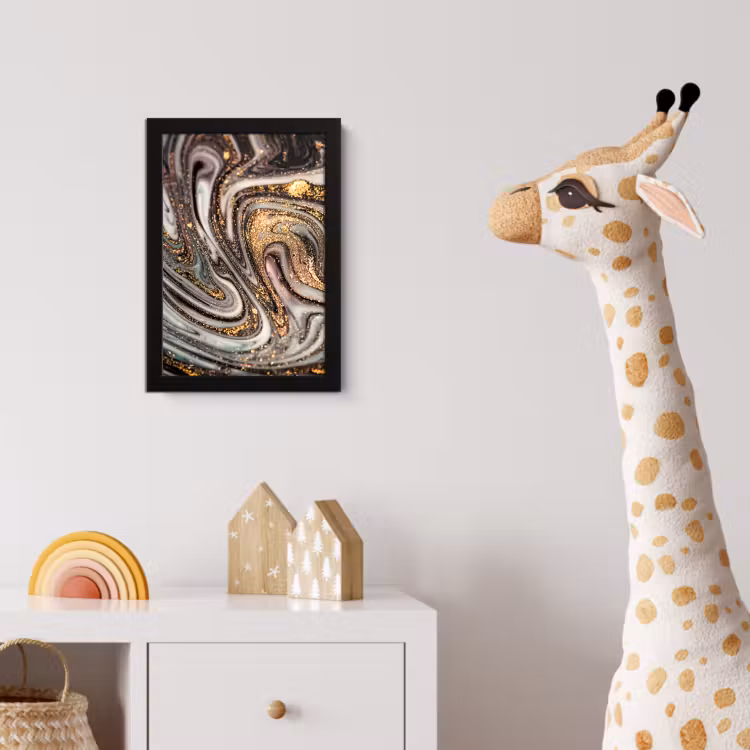 Marmerlook - Goud - Glitter - Luxe - Marmer - Wit fotolijst zwart zonder passe partout klein -usfeer4_kinderkamer