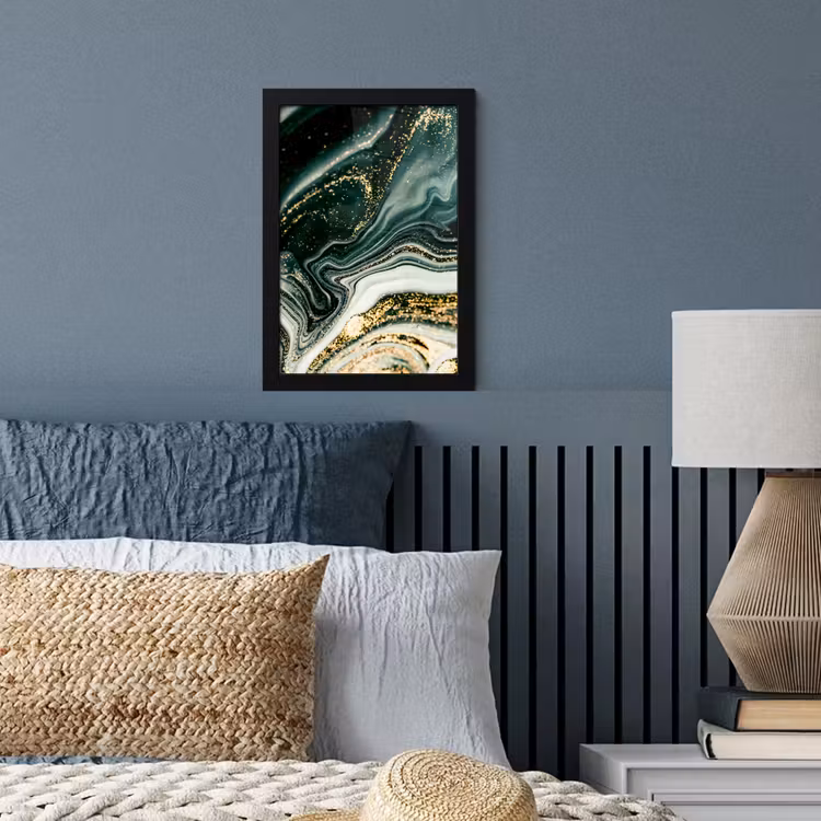 Marmerlook - Goud - Groen - Glitter - Design - Marmer fotolijst zwart zonder passe partout klein -sfeer3