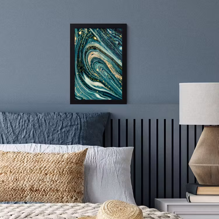 Marmerlook - Luxe - Goud - Turquoise - Glitter fotolijst zwart zonder passe partout klein -sfeer3