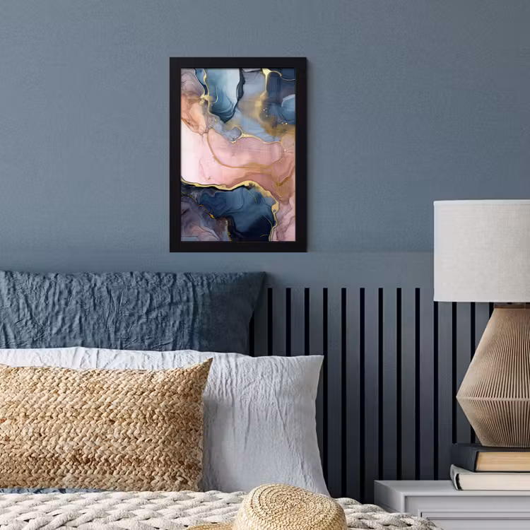 Marmer - Roze - Blauw fotolijst zwart zonder passe partout klein -sfeer3