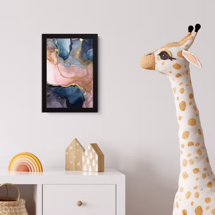 Marmer - Roze - Blauw fotolijst zwart zonder passe partout klein -usfeer4_kinderkamer