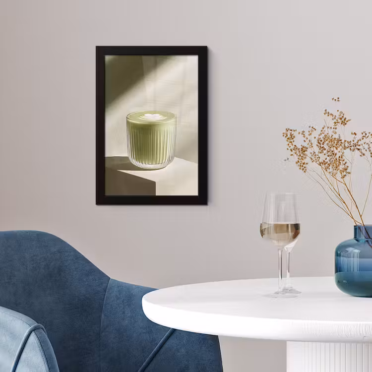 Matcha - Glas - Groen - Minimalistisch fotolijst zwart zonder passe partout klein -sfeer4