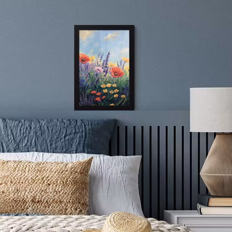 Weide - Bloemen - Kleurrijk fotolijst zwart zonder passe partout klein -sfeer3