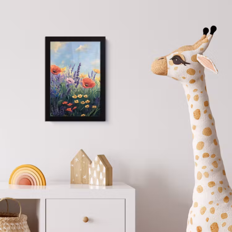 Weide - Bloemen - Kleurrijk fotolijst zwart zonder passe partout klein -usfeer4_kinderkamer