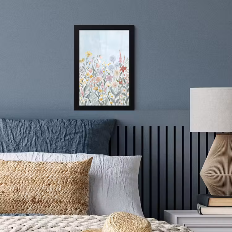 Weidebloemen - Illustratie - Kleurrijk fotolijst zwart zonder passe partout klein -sfeer3