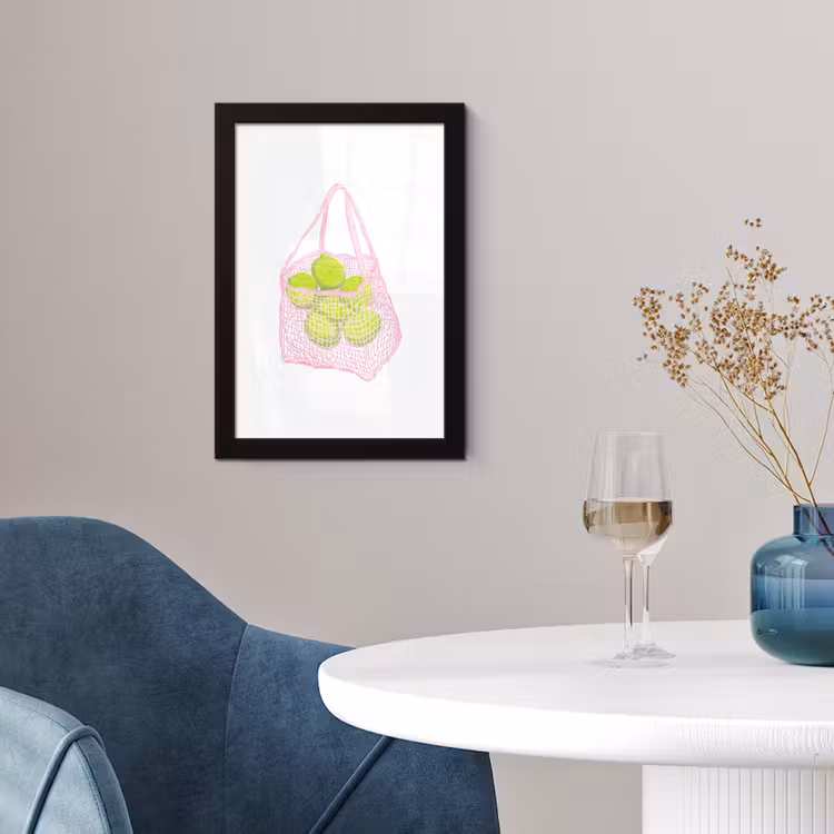 Netzakje - Roze - Illustratie - Limoenen fotolijst zwart zonder passe partout klein -sfeer4