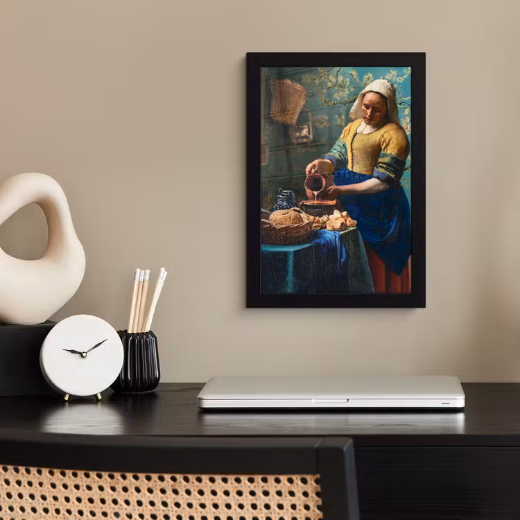 Melkmeisje - Amandelbloesem - Van Gogh - Vermeer - Schilderij - Oude meesters fotolijst zwart zonder passe partout klein -sfeer1