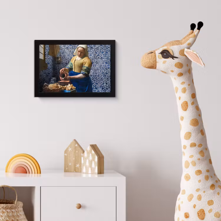Melkmeisje - Delfts Blauw - Vermeer - Schilderij - Oude meesters fotolijst zwart zonder passe partout klein -usfeer4_kinderkamer