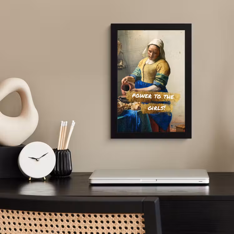 Melkmeisje - Goud - Quotes - Schilderij - Oude meesters fotolijst zwart zonder passe partout klein -sfeer1