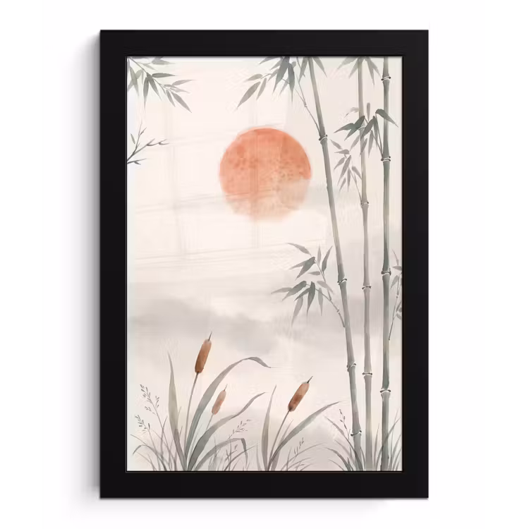 Minimalistisch - Bamboe - Groen fotolijst zwart zonder passe partout klein -3d