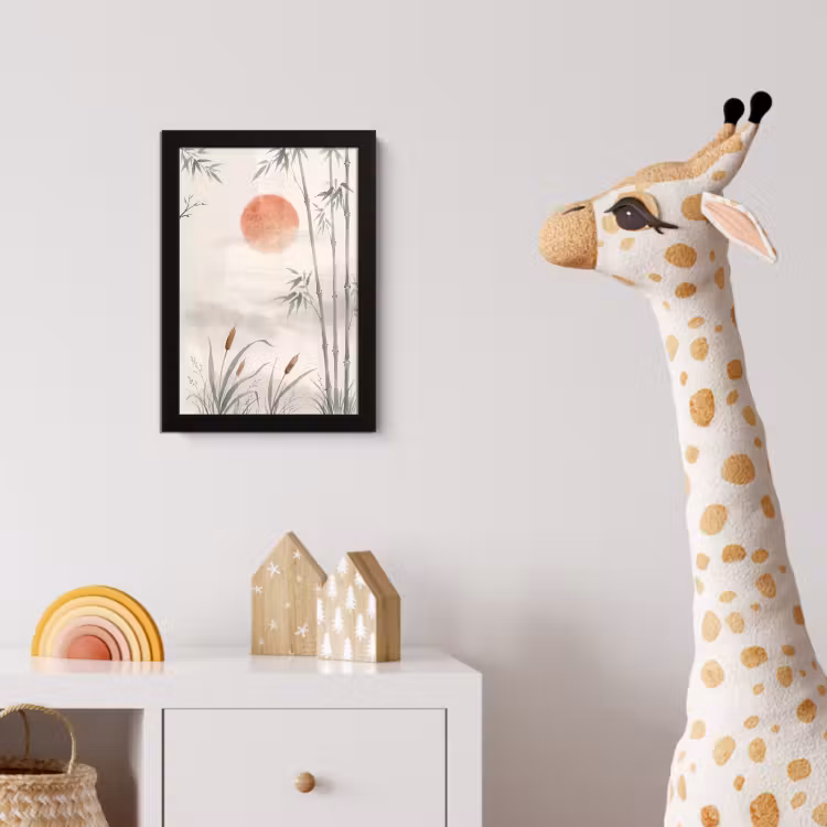 Minimalistisch - Bamboe - Groen fotolijst zwart zonder passe partout klein -usfeer4_kinderkamer
