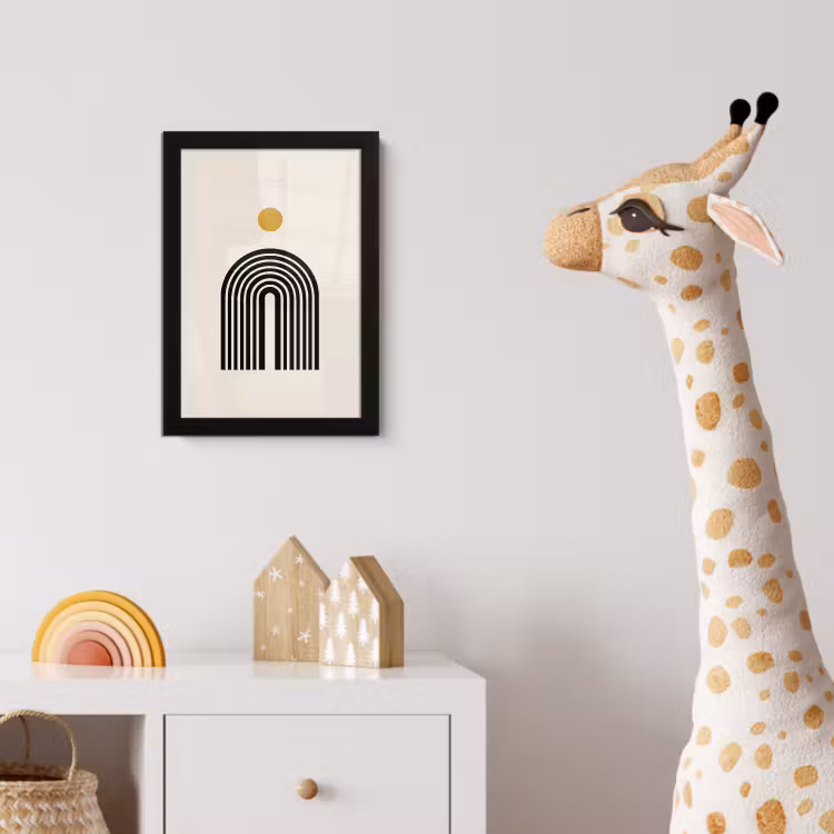 Minimalistisch - Zwarte boog - Gouden cirkel fotolijst zwart zonder passe partout klein -usfeer4_kinderkamer