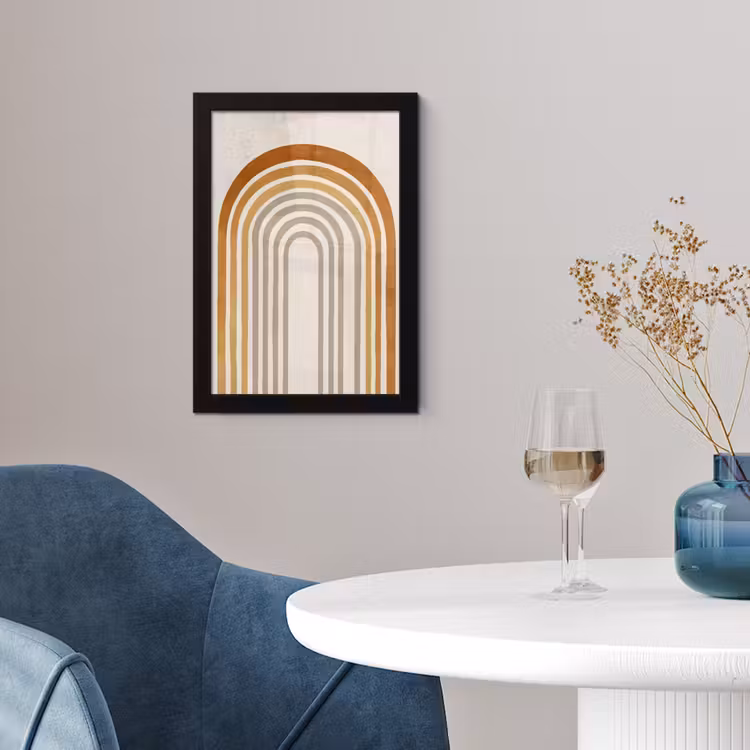 Minimalistisch - Boog - Lijnen - Beige fotolijst zwart zonder passe partout klein -sfeer4