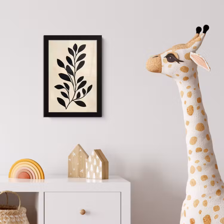Minimalistisch - Tak - Bladeren - Zwart fotolijst zwart zonder passe partout klein -usfeer4_kinderkamer