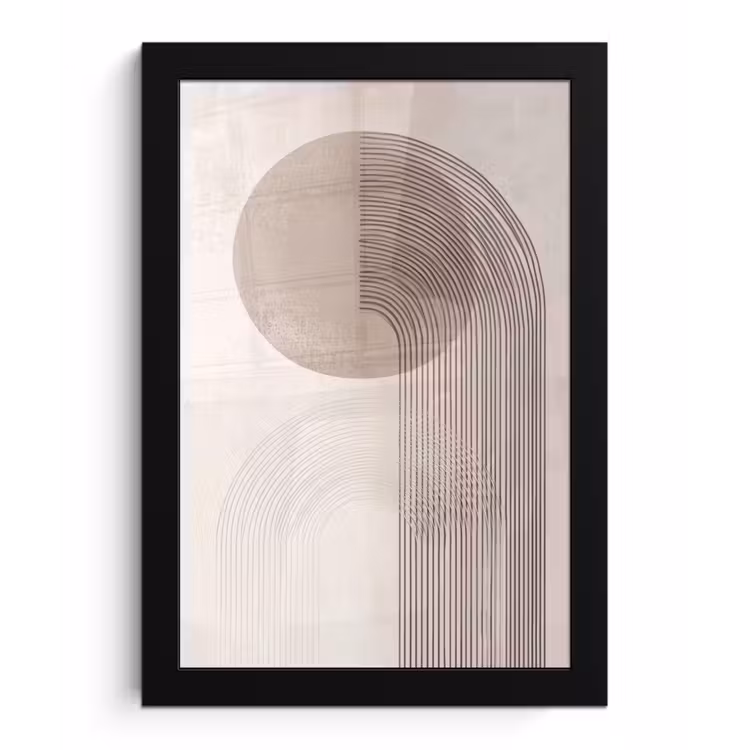 Minimalistisch - Cirkel - Lichtgrijs fotolijst zwart zonder passe partout klein -3d