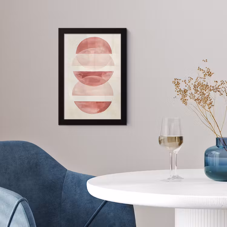 Minimalistisch - Cirkels - Roze fotolijst zwart zonder passe partout klein -sfeer4