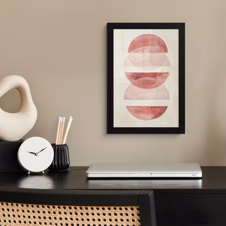 Minimalistisch - Cirkels - Roze fotolijst zwart zonder passe partout klein -sfeer1
