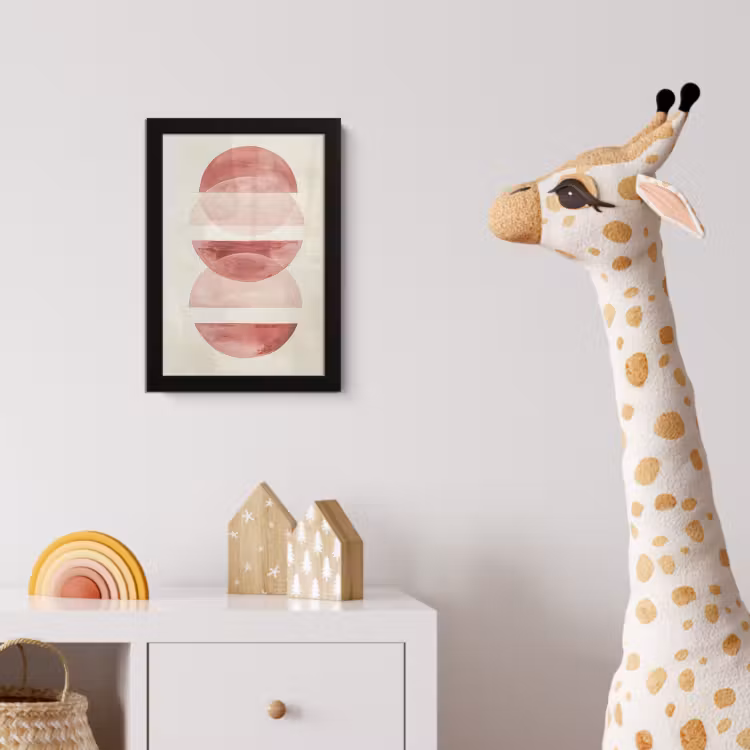 Minimalistisch - Cirkels - Roze fotolijst zwart zonder passe partout klein -usfeer4_kinderkamer