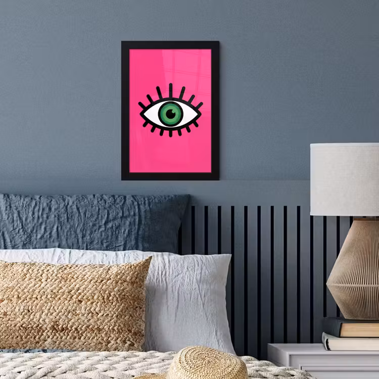 Minimalistisch - Oog - Roze fotolijst zwart zonder passe partout klein -sfeer3