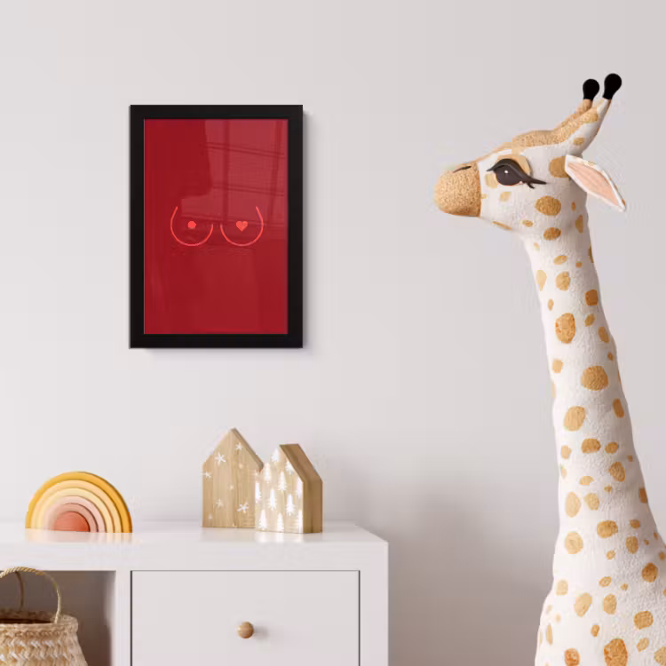 Minimalistisch - Lijnillustratie - Rood fotolijst zwart zonder passe partout klein -usfeer4_kinderkamer