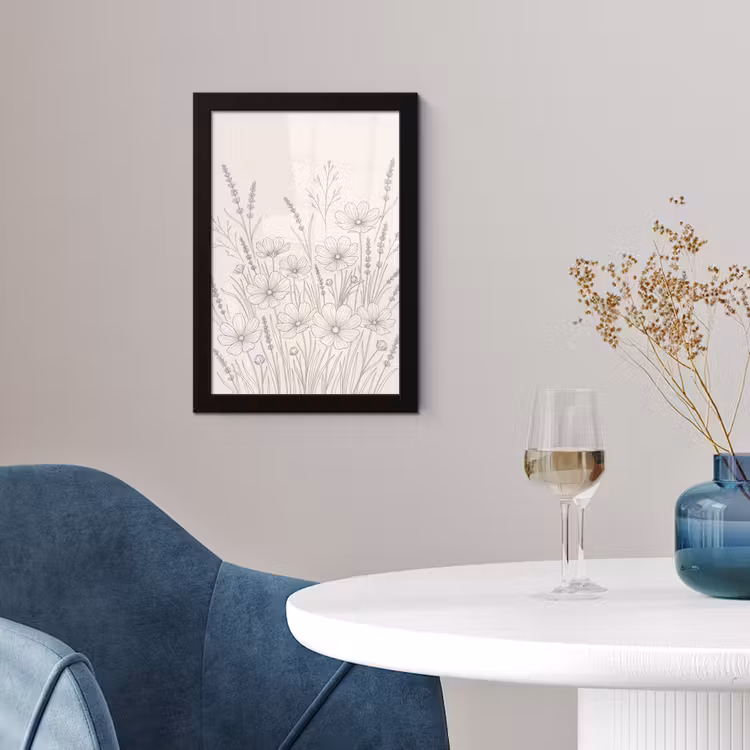 Minimalistisch - Modern - Bloemen - Beige fotolijst zwart zonder passe partout klein -sfeer4