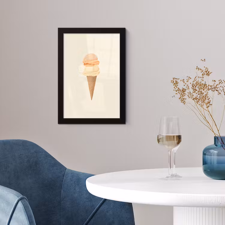 Minimalistisch - Schepijs - Hoorntje - Beige fotolijst zwart zonder passe partout klein -sfeer4