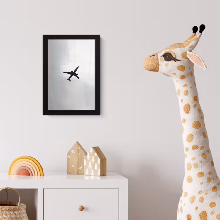 Minimalistisch - Silhouet - Zwart - Vliegtuig fotolijst zwart zonder passe partout klein -usfeer4_kinderkamer