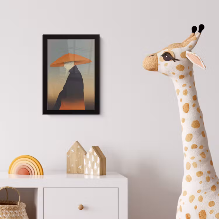 Minimalistisch - Silhouet - Oranje fotolijst zwart zonder passe partout klein -usfeer4_kinderkamer