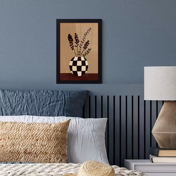 Minimalistisch - Vaas - Bloemen - Bruin fotolijst zwart zonder passe partout klein -sfeer3