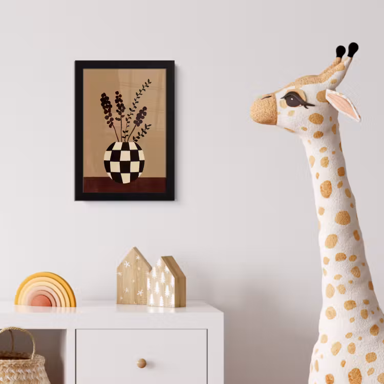 Minimalistisch - Vaas - Bloemen - Bruin fotolijst zwart zonder passe partout klein -usfeer4_kinderkamer