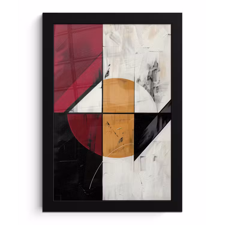 Modern - Abstract - Geometrisch - Rood - Industrieel fotolijst zwart zonder passe partout klein -3d