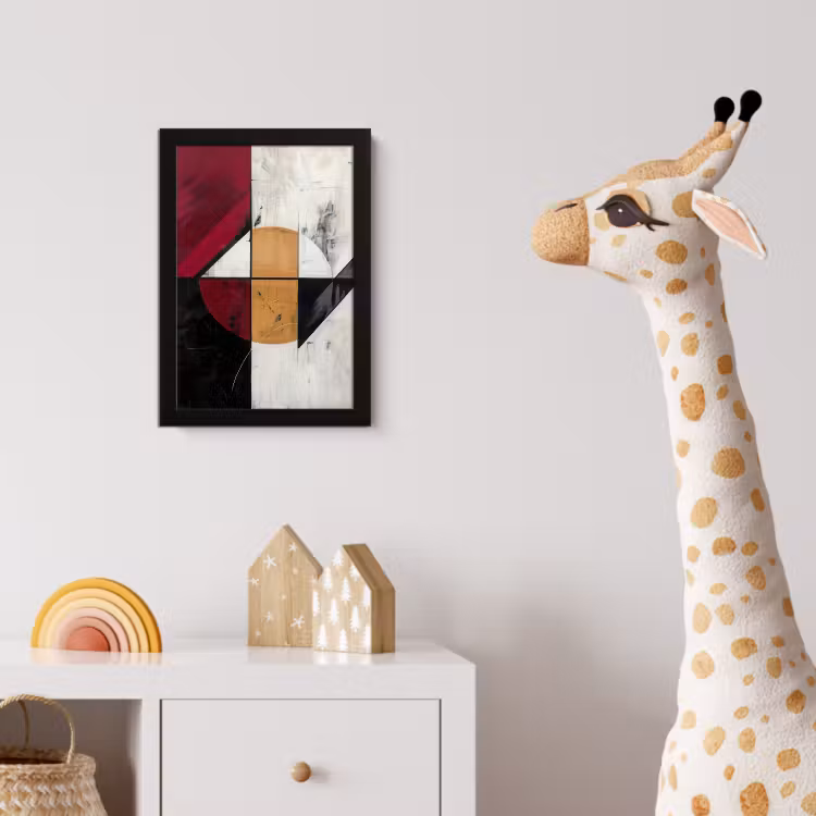 Modern - Abstract - Geometrisch - Rood - Industrieel fotolijst zwart zonder passe partout klein -usfeer4_kinderkamer