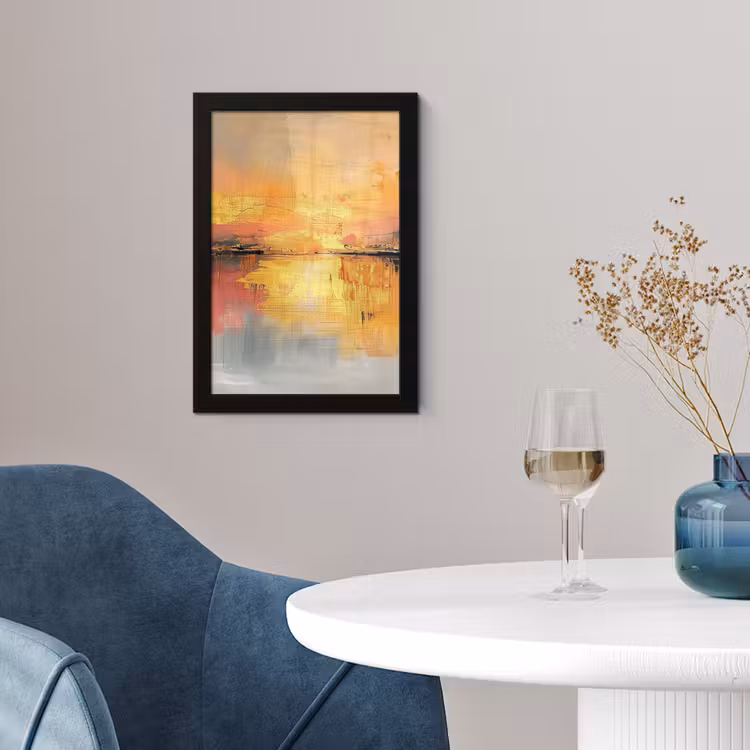 Modern - Abstract - Goud - Roze fotolijst zwart zonder passe partout klein -sfeer4