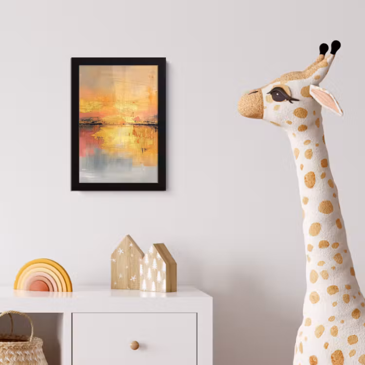 Modern - Abstract - Goud - Roze fotolijst zwart zonder passe partout klein -usfeer4_kinderkamer