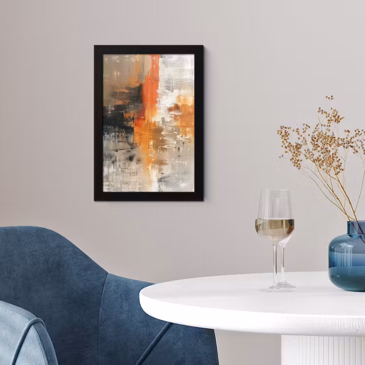 Moderne kunst - Abstract - Goud - Grijs fotolijst zwart zonder passe partout klein -sfeer4