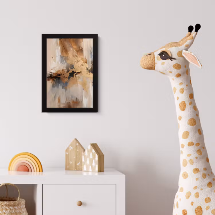 Modern - Bruin - Abstract - Beige fotolijst zwart zonder passe partout klein -usfeer4_kinderkamer