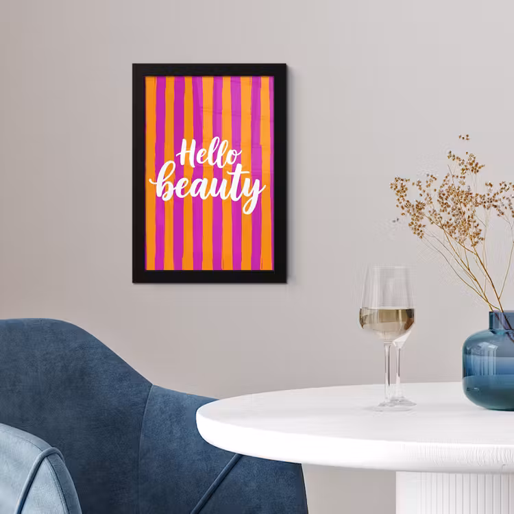 Modern - Hello - Oranje fotolijst zwart zonder passe partout klein -sfeer4