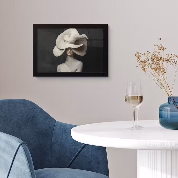 Modern - Vrouw - Hoed fotolijst zwart zonder passe partout klein -sfeer4