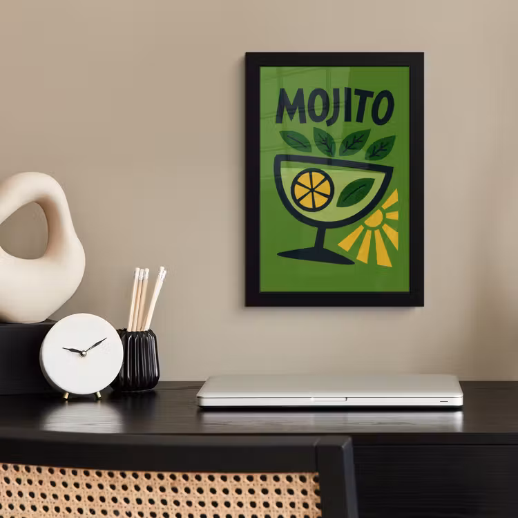 Mojito - Cocktail - Citroen - Groen fotolijst zwart zonder passe partout klein -sfeer1