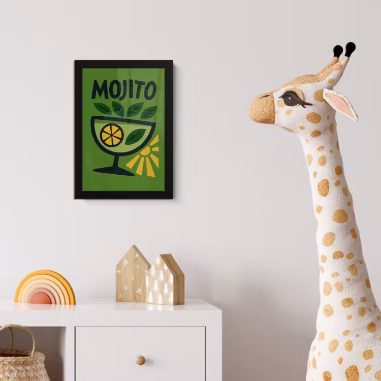 Mojito - Cocktail - Citroen - Groen fotolijst zwart zonder passe partout klein -usfeer4_kinderkamer