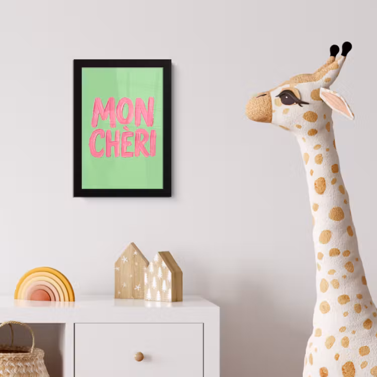 Mon cheri - Groen - Roze fotolijst zwart zonder passe partout klein -usfeer4_kinderkamer